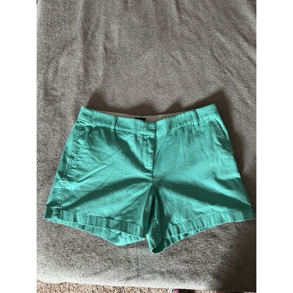 Womens J. Crew Chino‎ Shorts Sz 14 Teal 5" Inseam Cotton Summer Preppy
